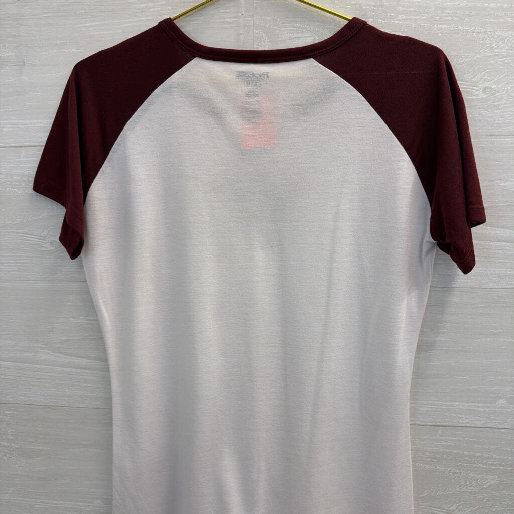 Pro Edge White/ Burgundy Virginia Tech Short Sleeve Top Large