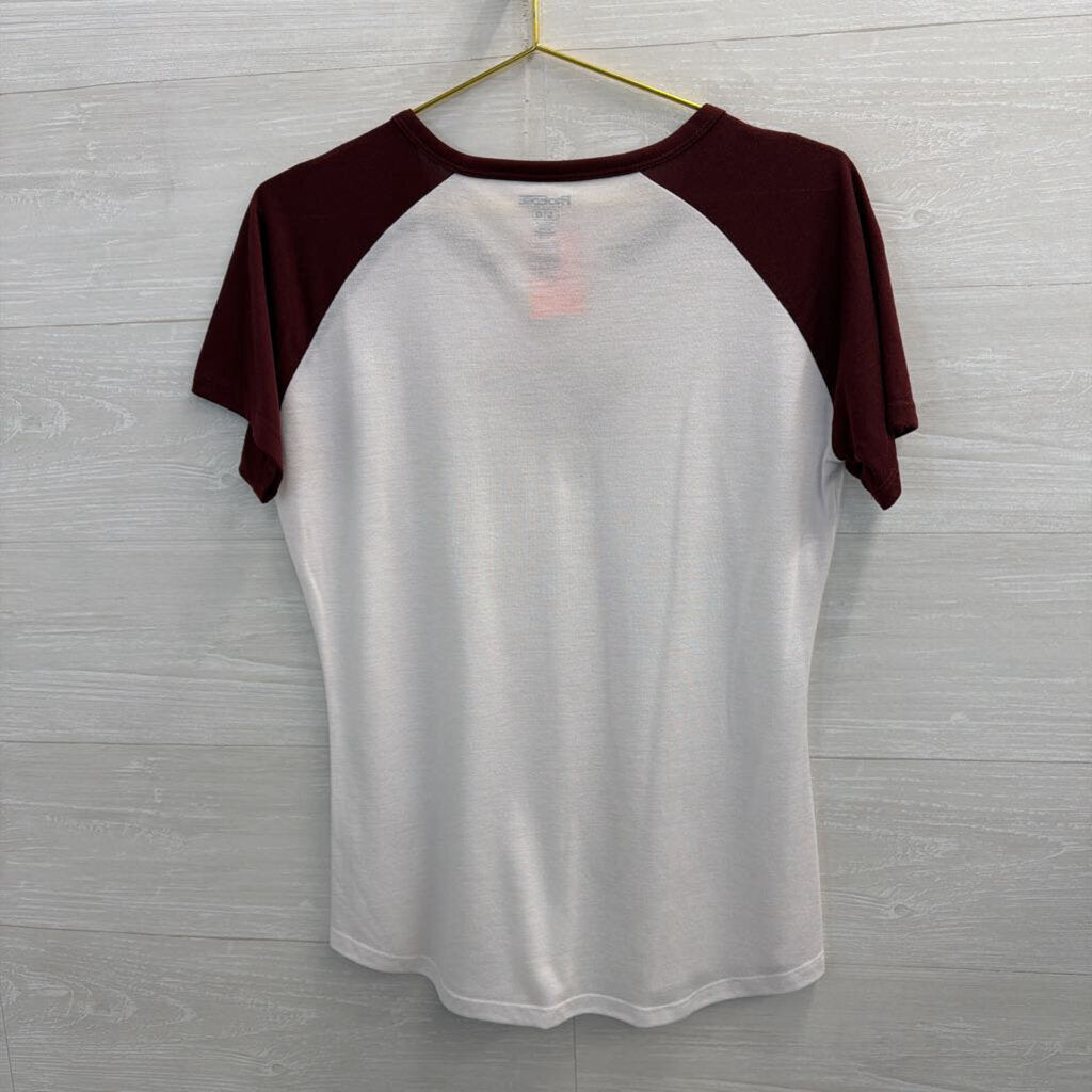 Pro Edge White/ Burgundy Virginia Tech Short Sleeve Top Large
