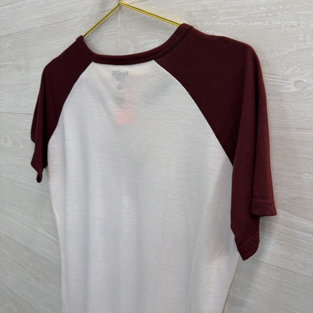 Pro Edge White/ Burgundy Virginia Tech Short Sleeve Top Large