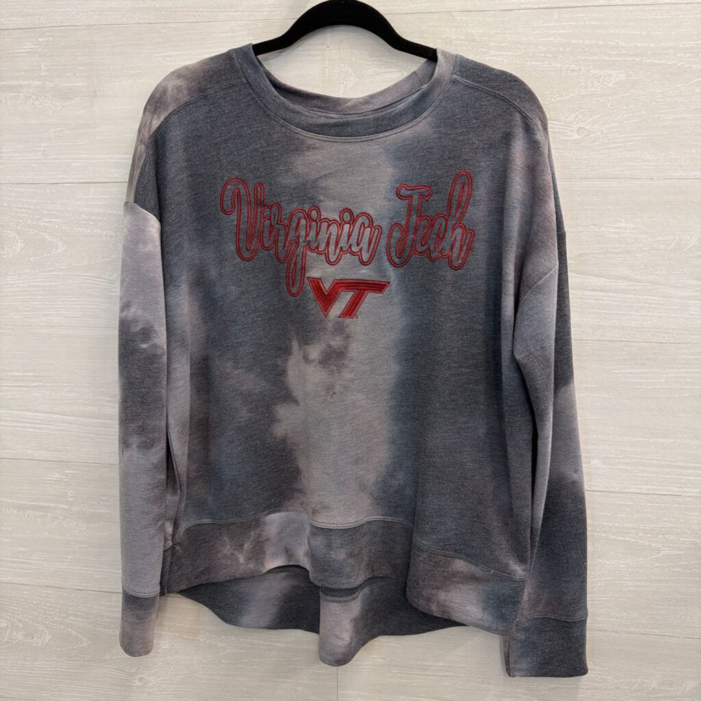 Liv Casual Grey/ Burgundy Embroidered Virginia Tech Long Sleeve Top Large