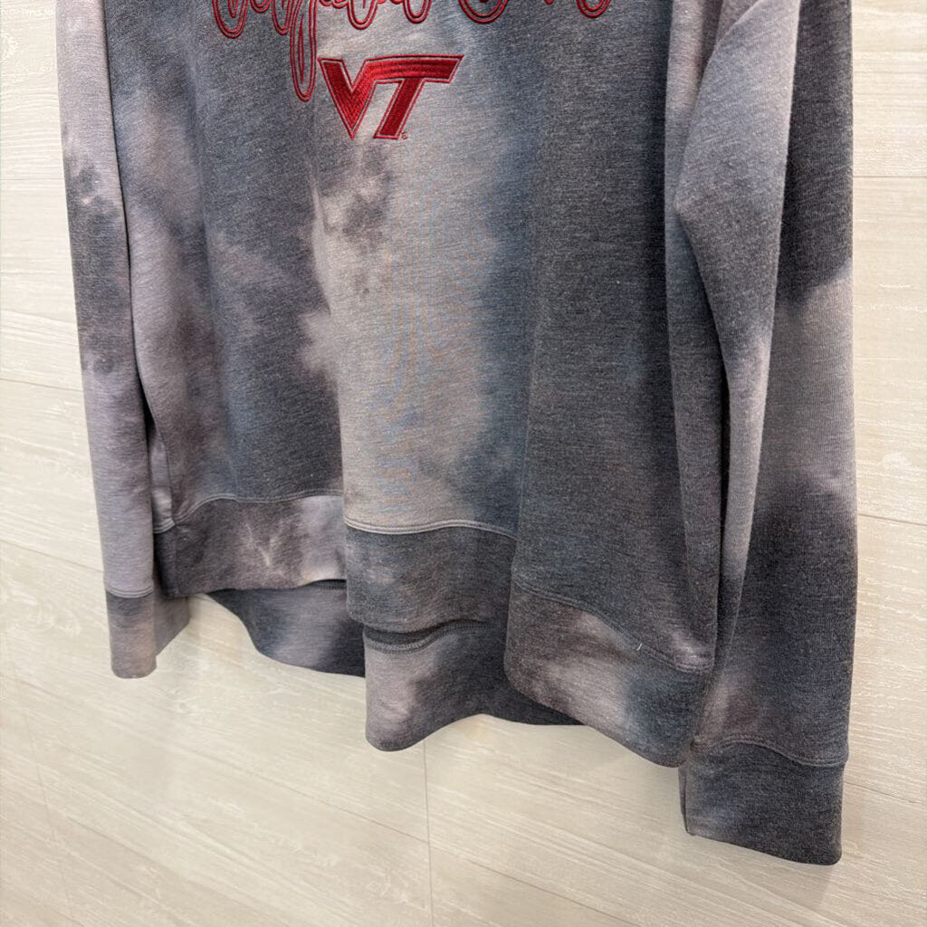 Liv Casual Grey/ Burgundy Embroidered Virginia Tech Long Sleeve Top Large