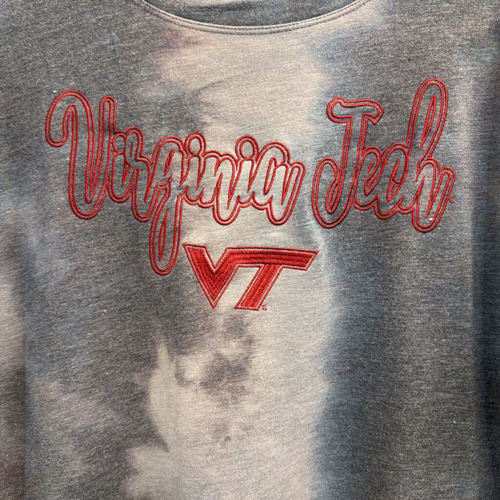 Liv Casual Grey/ Burgundy Embroidered Virginia Tech Long Sleeve Top Large