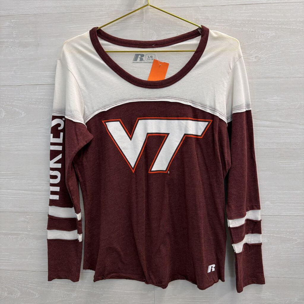 Russell Burgundy/ White Virginia Tech Long Sleeve Top Large