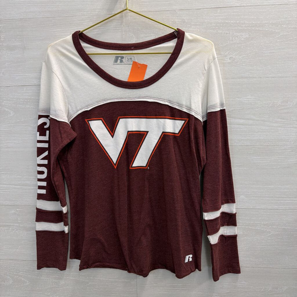 Russell Burgundy/ White Virginia Tech Long Sleeve Top Large