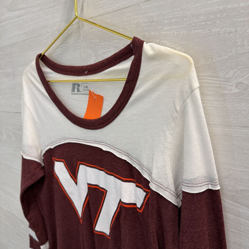 Russell Burgundy/ White Virginia Tech Long Sleeve Top Large