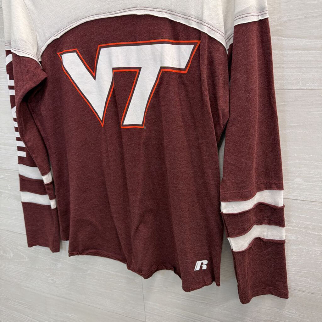 Russell Burgundy/ White Virginia Tech Long Sleeve Top Large