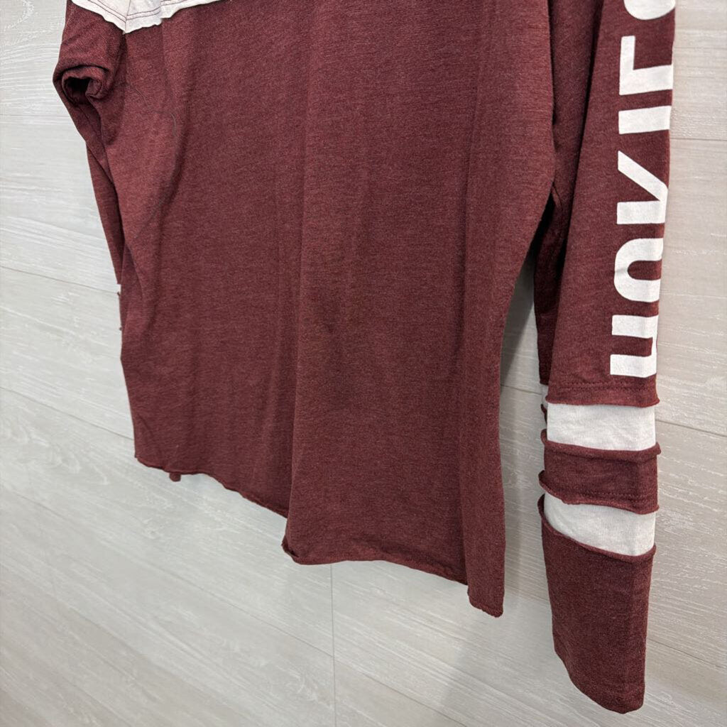 Russell Burgundy/ White Virginia Tech Long Sleeve Top Large