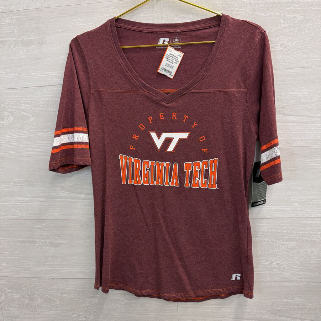 Russell Burgundy Virginia Tech Short Sleeve Top Large