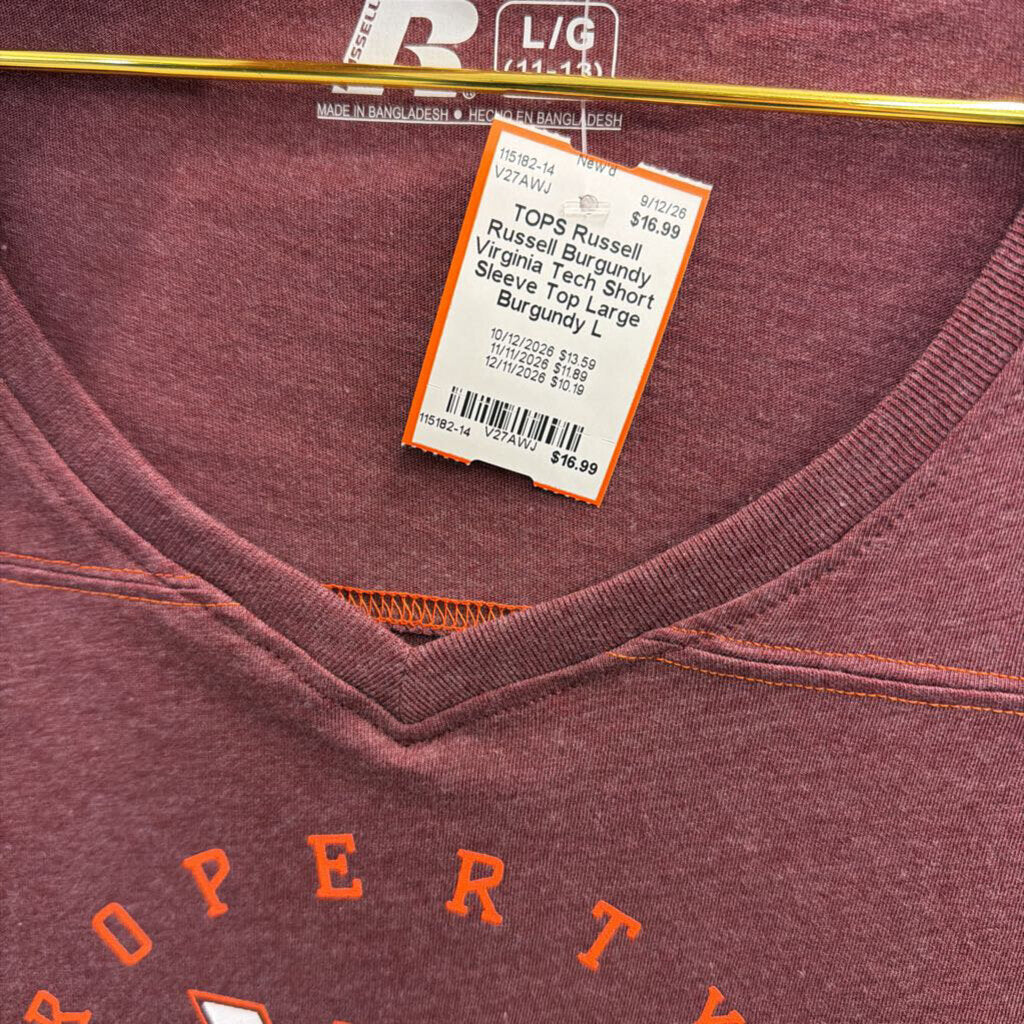 Russell Burgundy Virginia Tech Short Sleeve Top Large