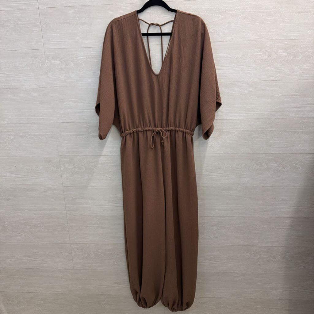 The Nest Brown Long Sleeve Wide Leg Jumpsuit Extra Large
