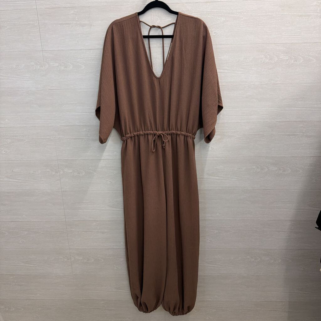 The Nest Brown Long Sleeve Wide Leg Jumpsuit Extra Large