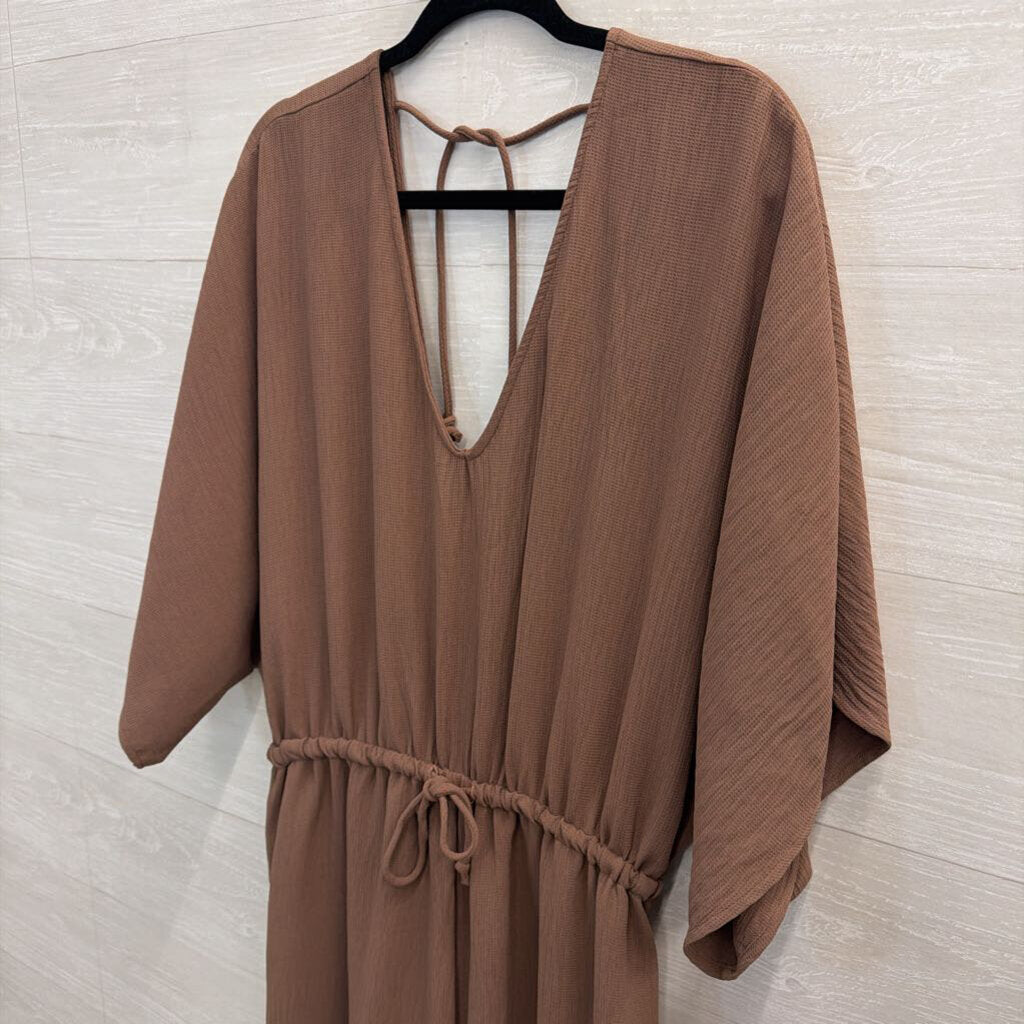 The Nest Brown Long Sleeve Wide Leg Jumpsuit Extra Large