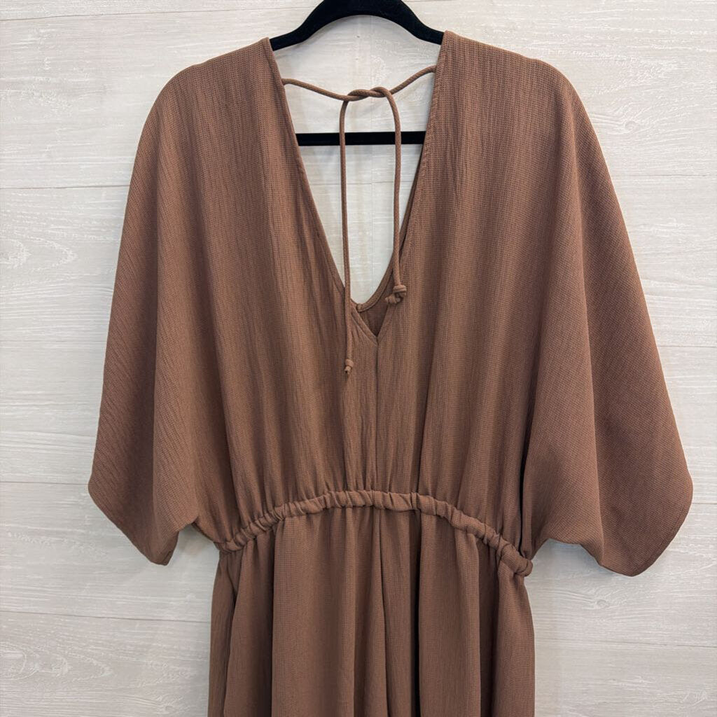 The Nest Brown Long Sleeve Wide Leg Jumpsuit Extra Large