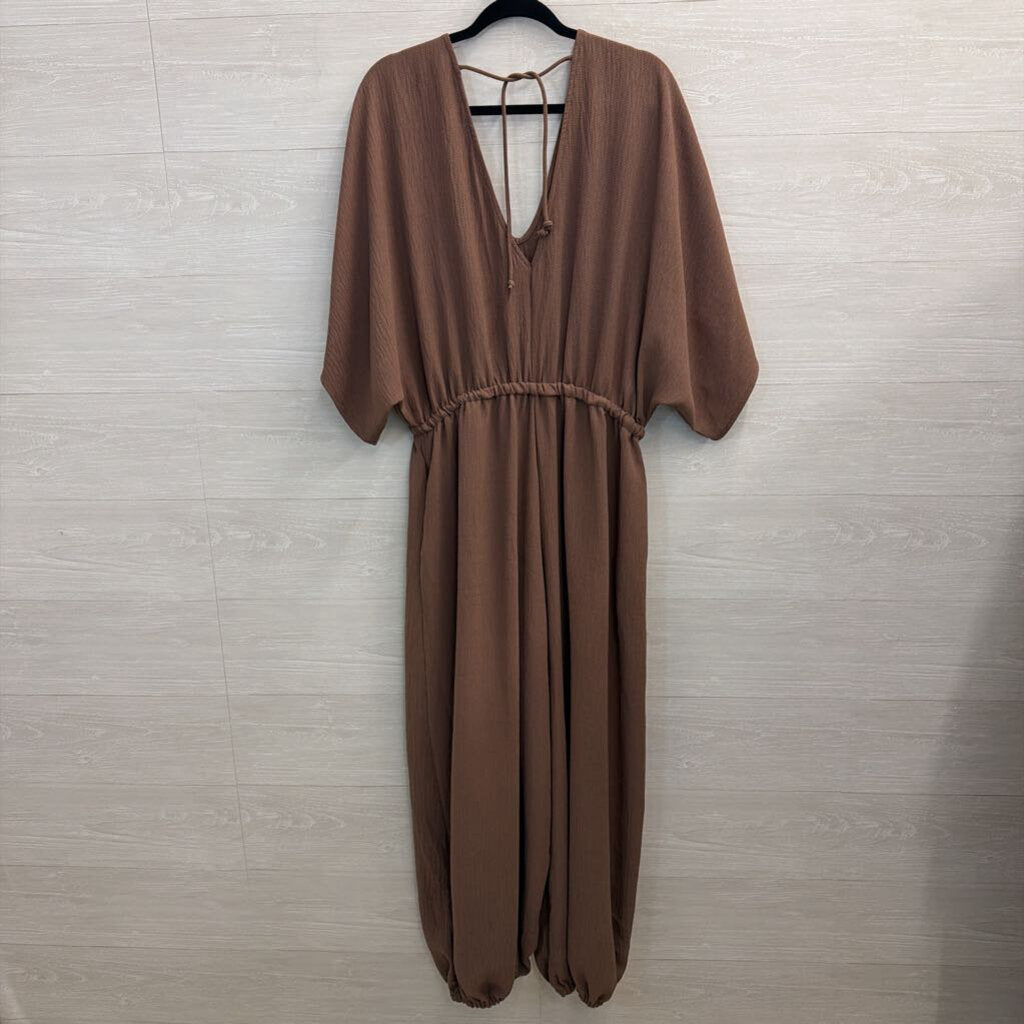 The Nest Brown Long Sleeve Wide Leg Jumpsuit Extra Large