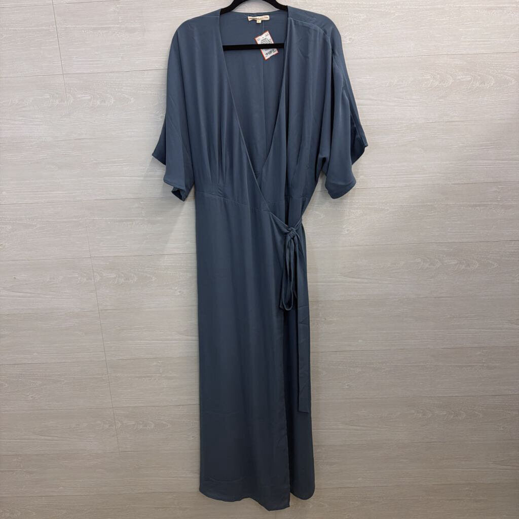 Standards and Practices Blue Short Sleeve Wrap Maxi Dress Extra Large