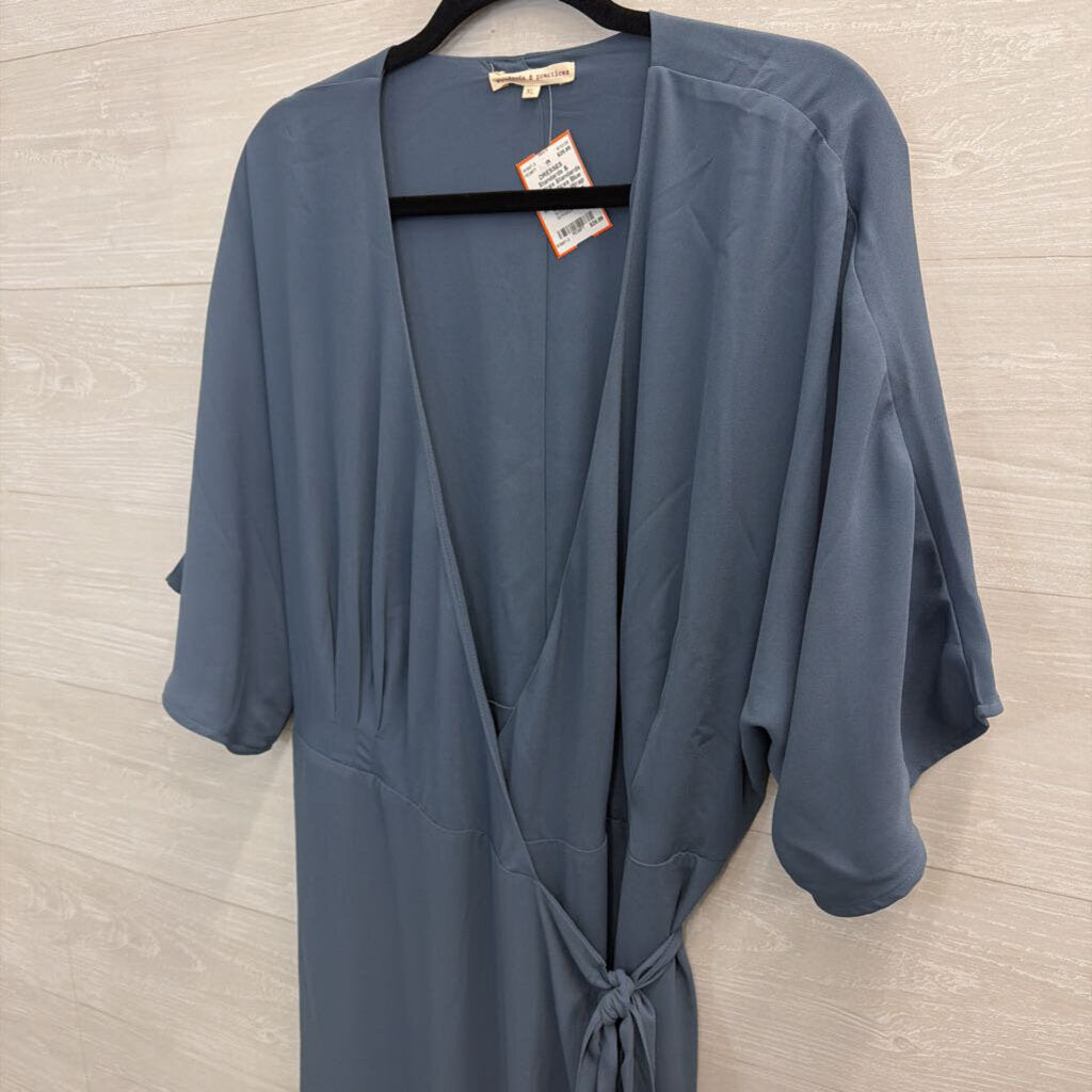 Standards and Practices Blue Short Sleeve Wrap Maxi Dress Extra Large