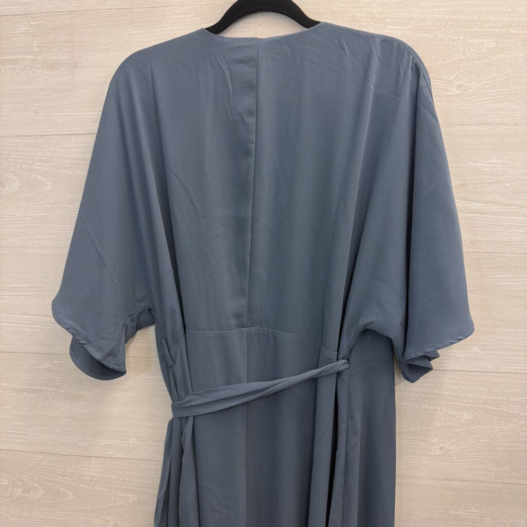 Standards and Practices Blue Short Sleeve Wrap Maxi Dress Extra Large