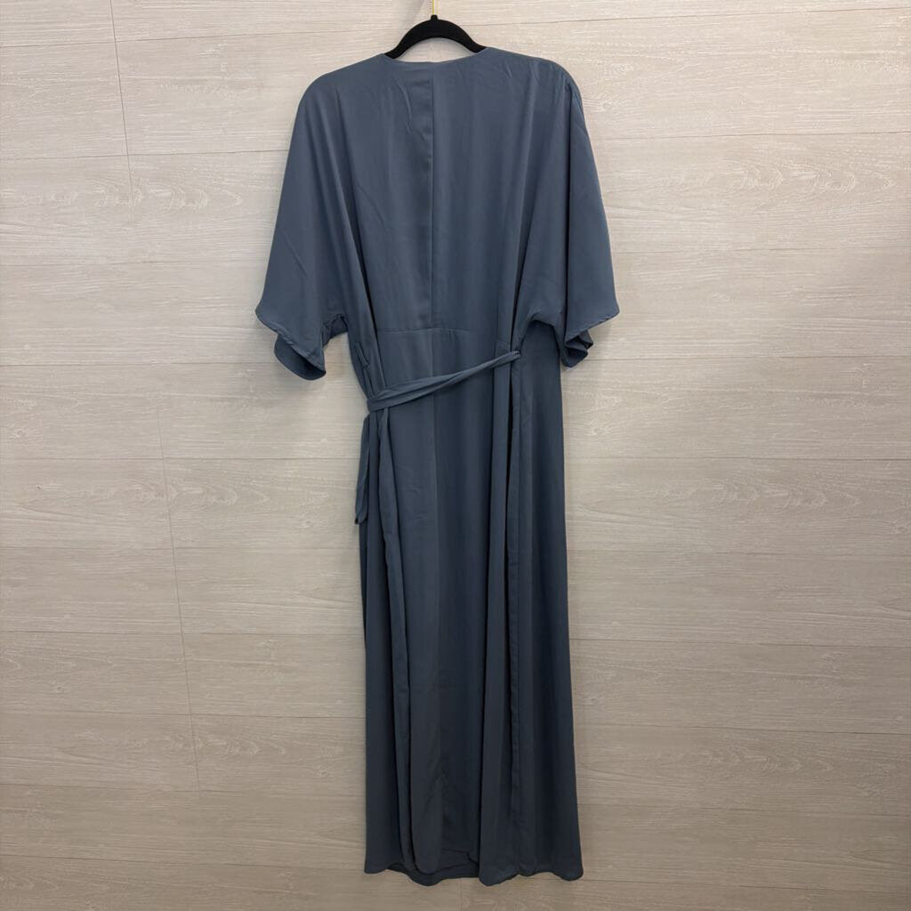 Standards and Practices Blue Short Sleeve Wrap Maxi Dress Extra Large