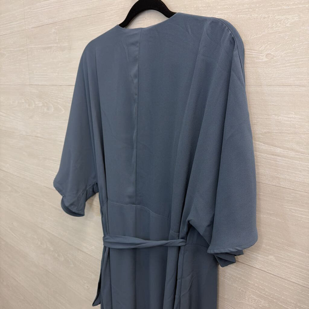 Standards and Practices Blue Short Sleeve Wrap Maxi Dress Extra Large