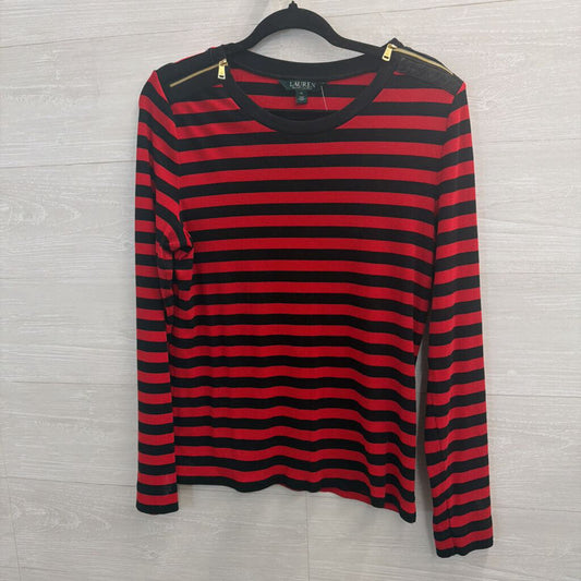 Ralph Lauren Red/ Black Striped Long Sleeve Top Extra Large