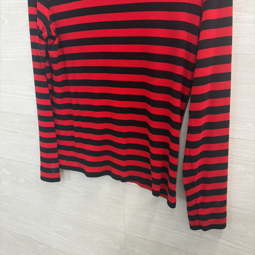 Ralph Lauren Red/ Black Striped Long Sleeve Top Extra Large