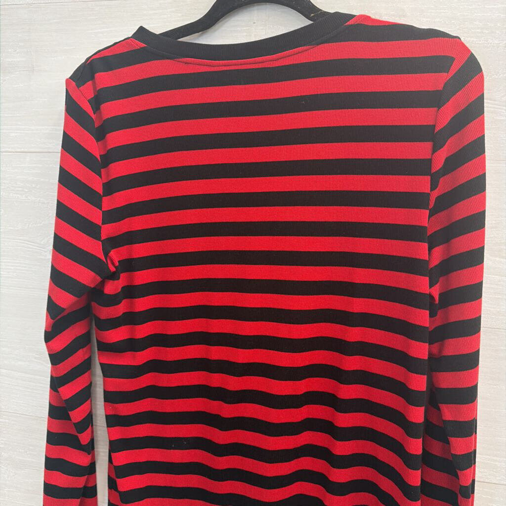 Ralph Lauren Red/ Black Striped Long Sleeve Top Extra Large