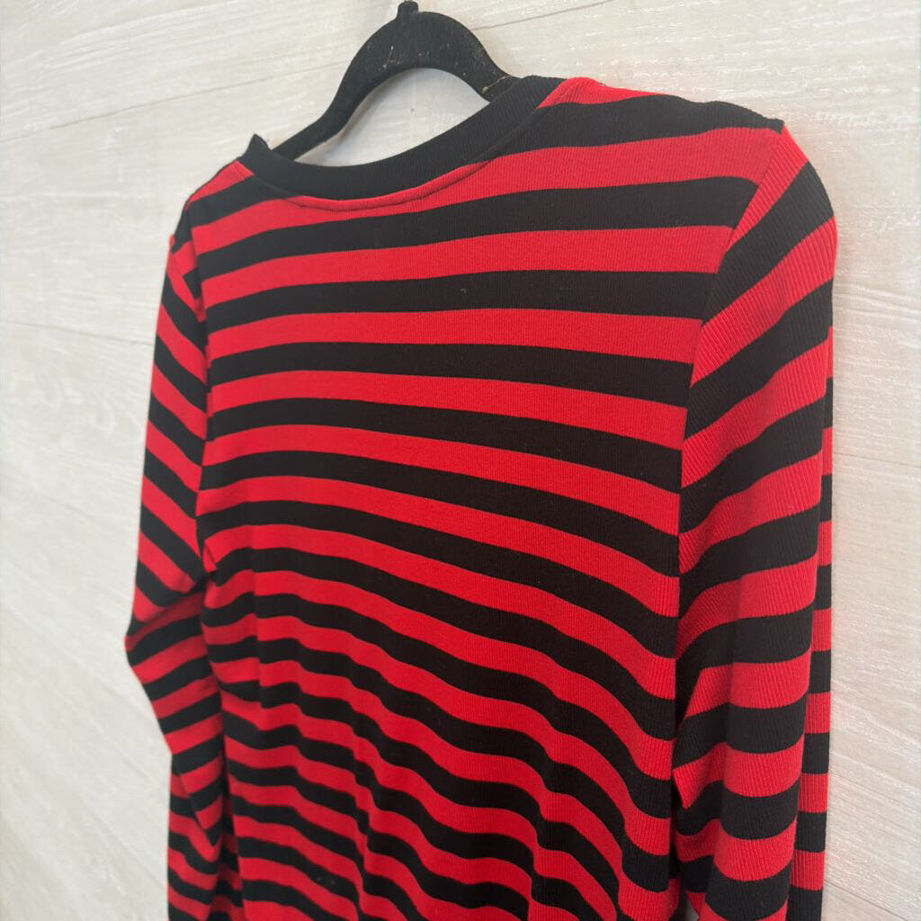 Ralph Lauren Red/ Black Striped Long Sleeve Top Extra Large