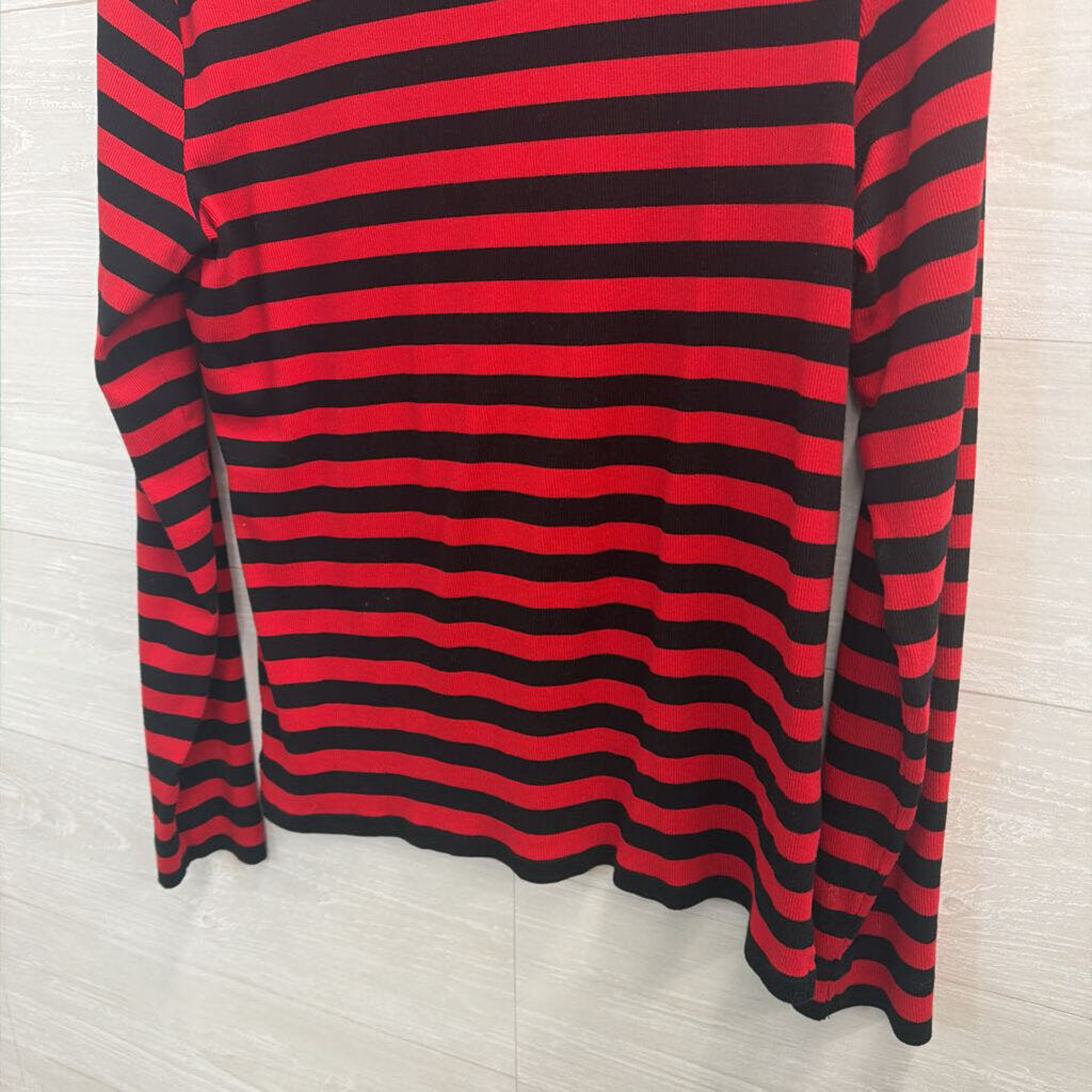Ralph Lauren Red/ Black Striped Long Sleeve Top Extra Large