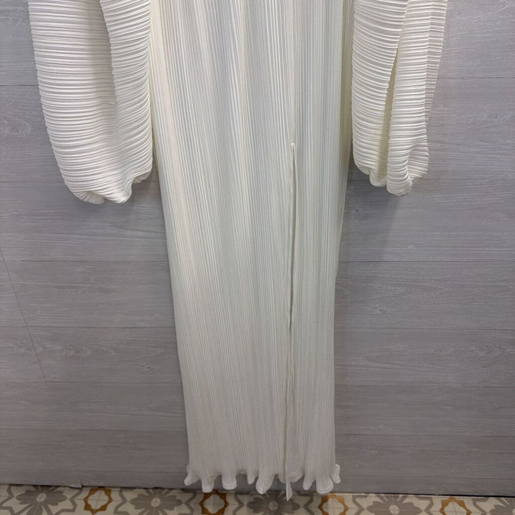 Fashion Nova White Pleated Long Sleeve Maxi Dress Extra Large