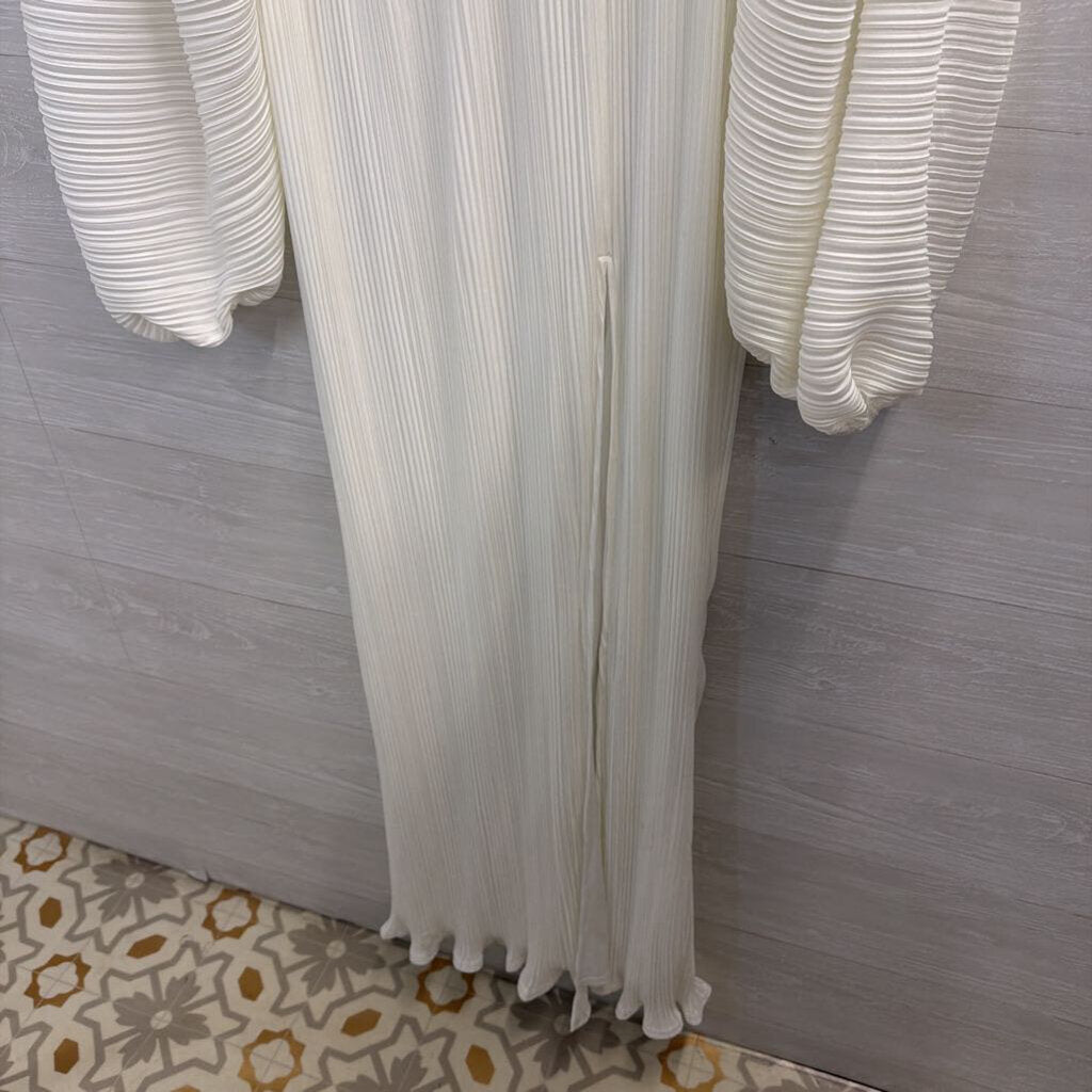 Fashion Nova White Pleated Long Sleeve Maxi Dress Extra Large