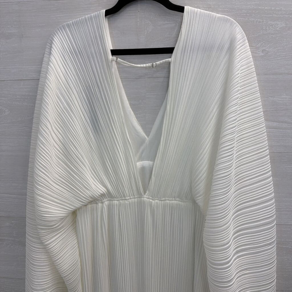 Fashion Nova White Pleated Long Sleeve Maxi Dress Extra Large