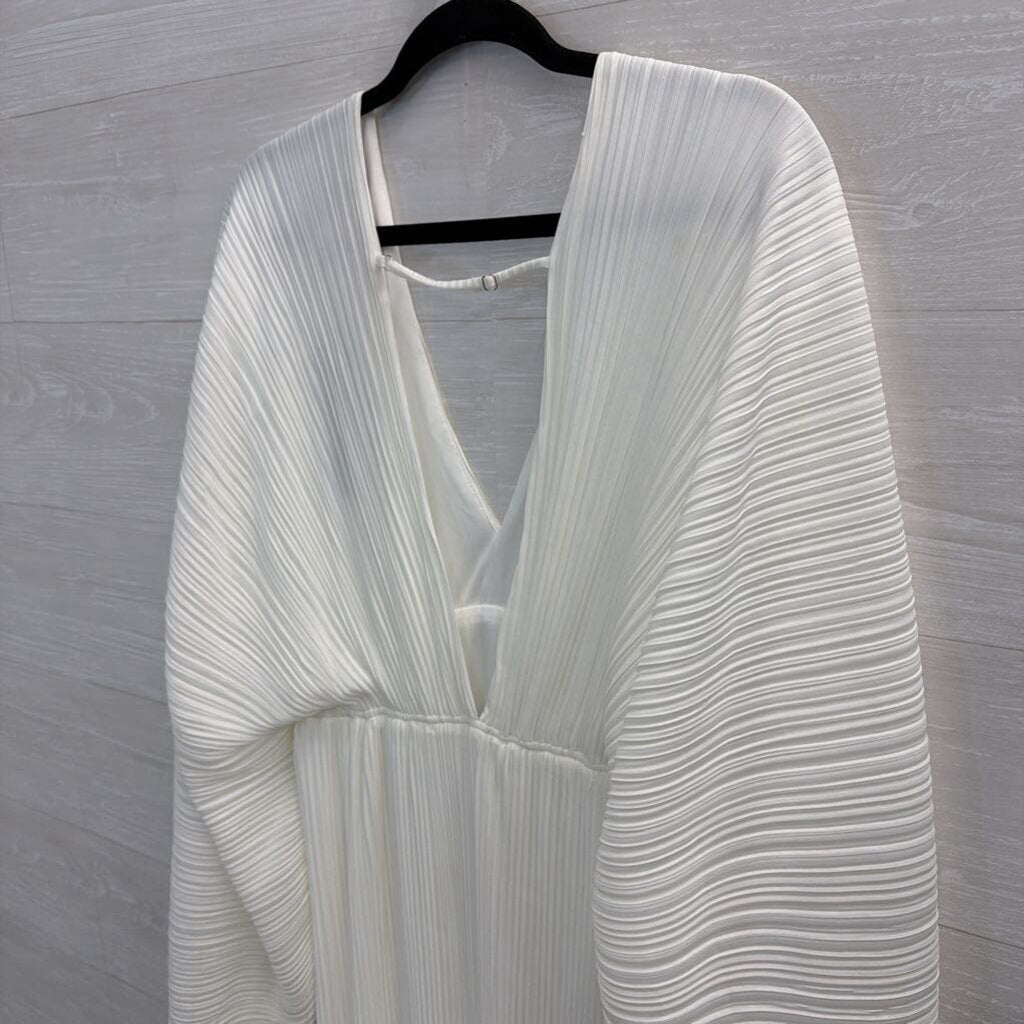 Fashion Nova White Pleated Long Sleeve Maxi Dress Extra Large
