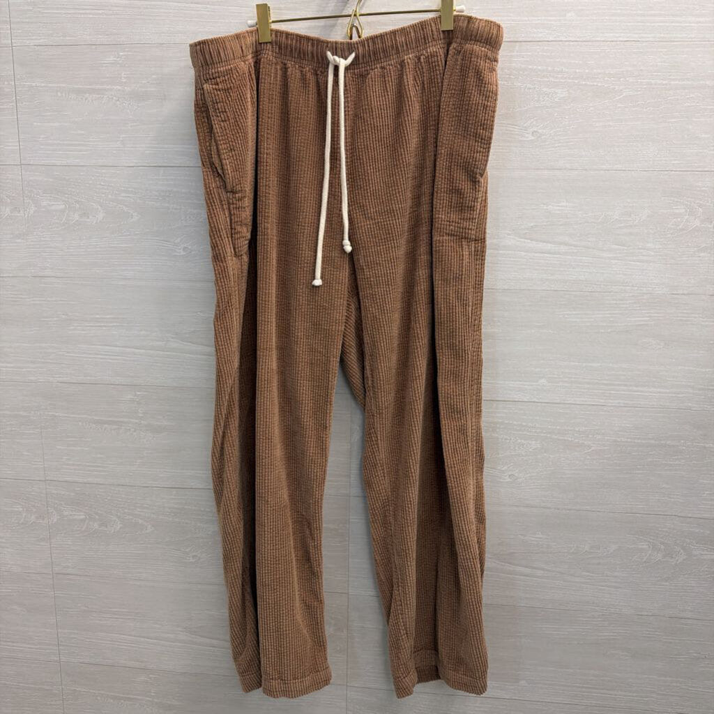 Aerie Brown Corduroy Wide Leg Pull On Pants Extra Large