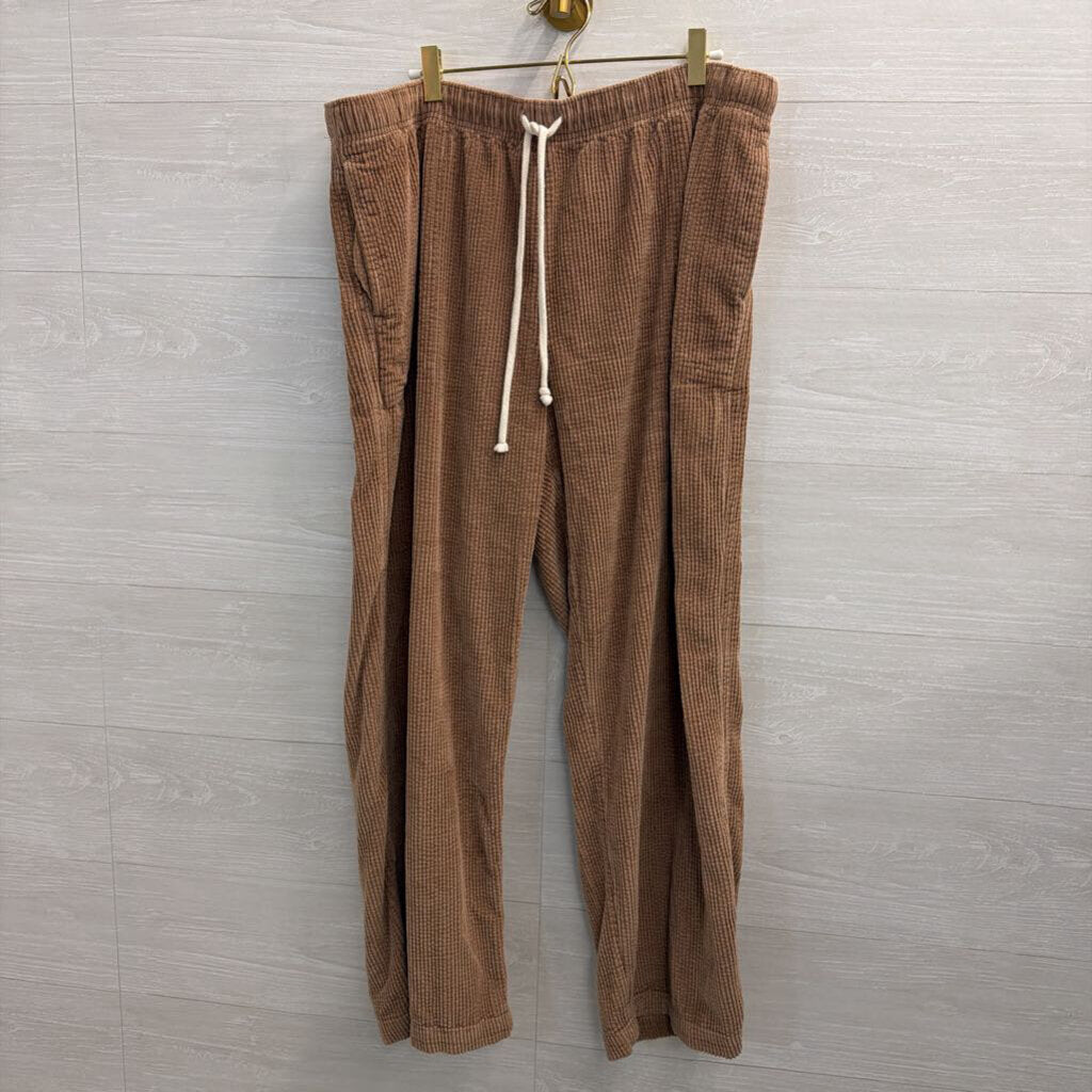 Aerie Brown Corduroy Wide Leg Pull On Pants Extra Large