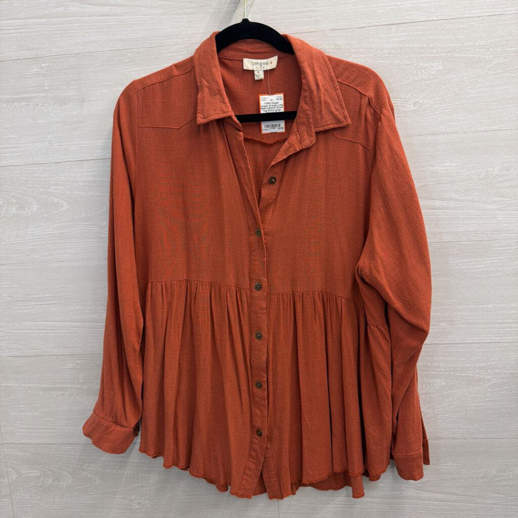 Umgee Orange Long Sleeve Button Down Top Extra Large