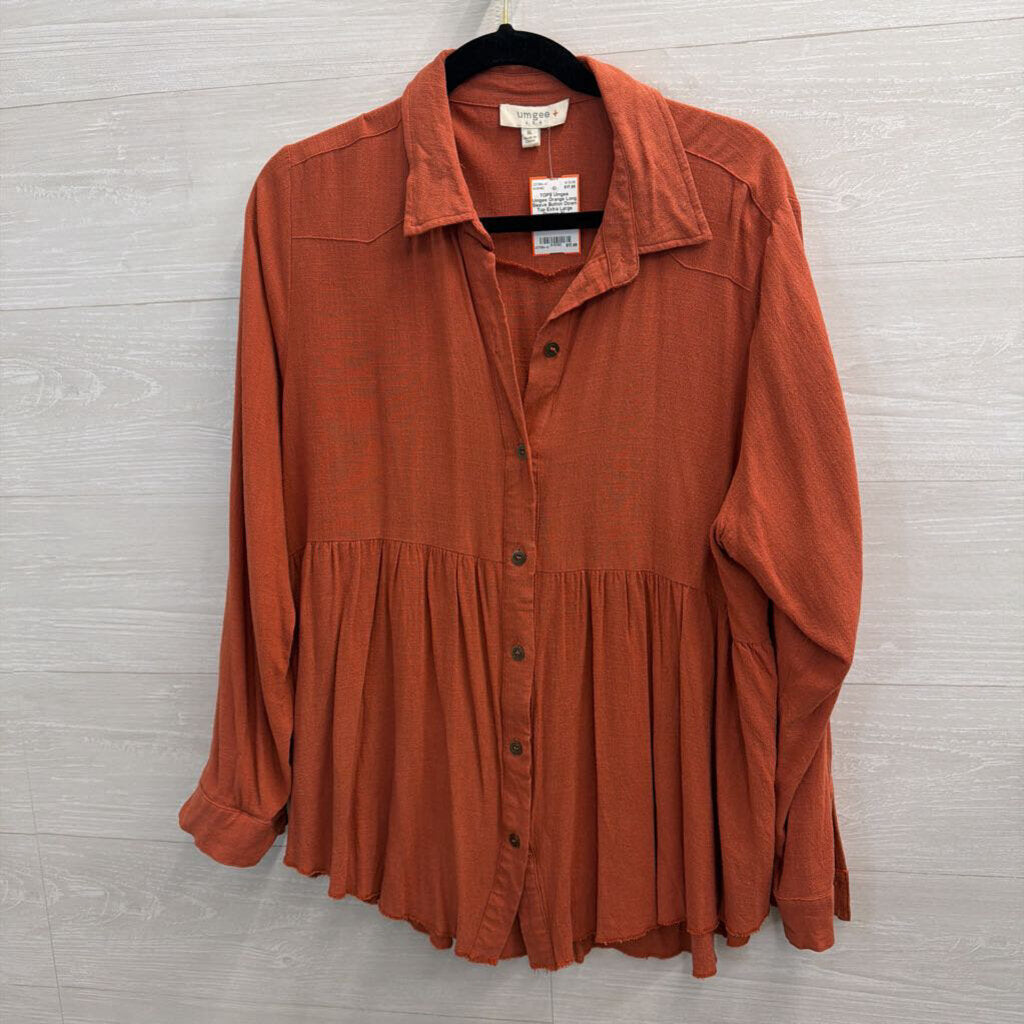 Umgee Orange Long Sleeve Button Down Top Extra Large