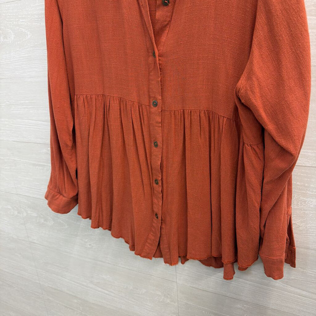 Umgee Orange Long Sleeve Button Down Top Extra Large