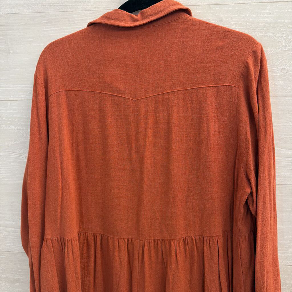 Umgee Orange Long Sleeve Button Down Top Extra Large