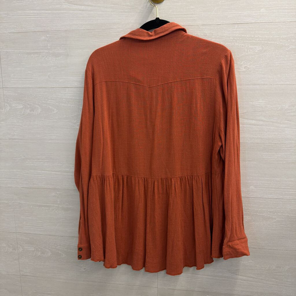 Umgee Orange Long Sleeve Button Down Top Extra Large