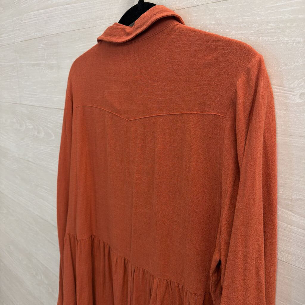 Umgee Orange Long Sleeve Button Down Top Extra Large