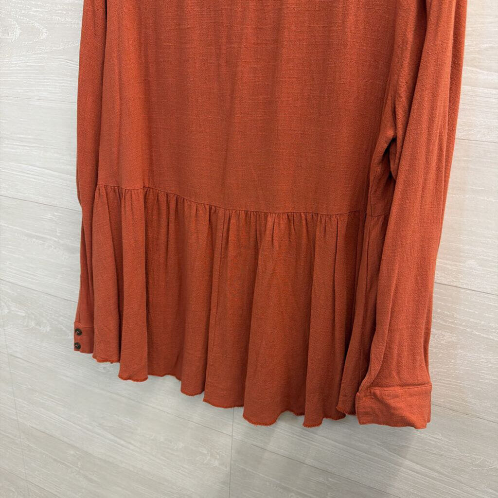 Umgee Orange Long Sleeve Button Down Top Extra Large