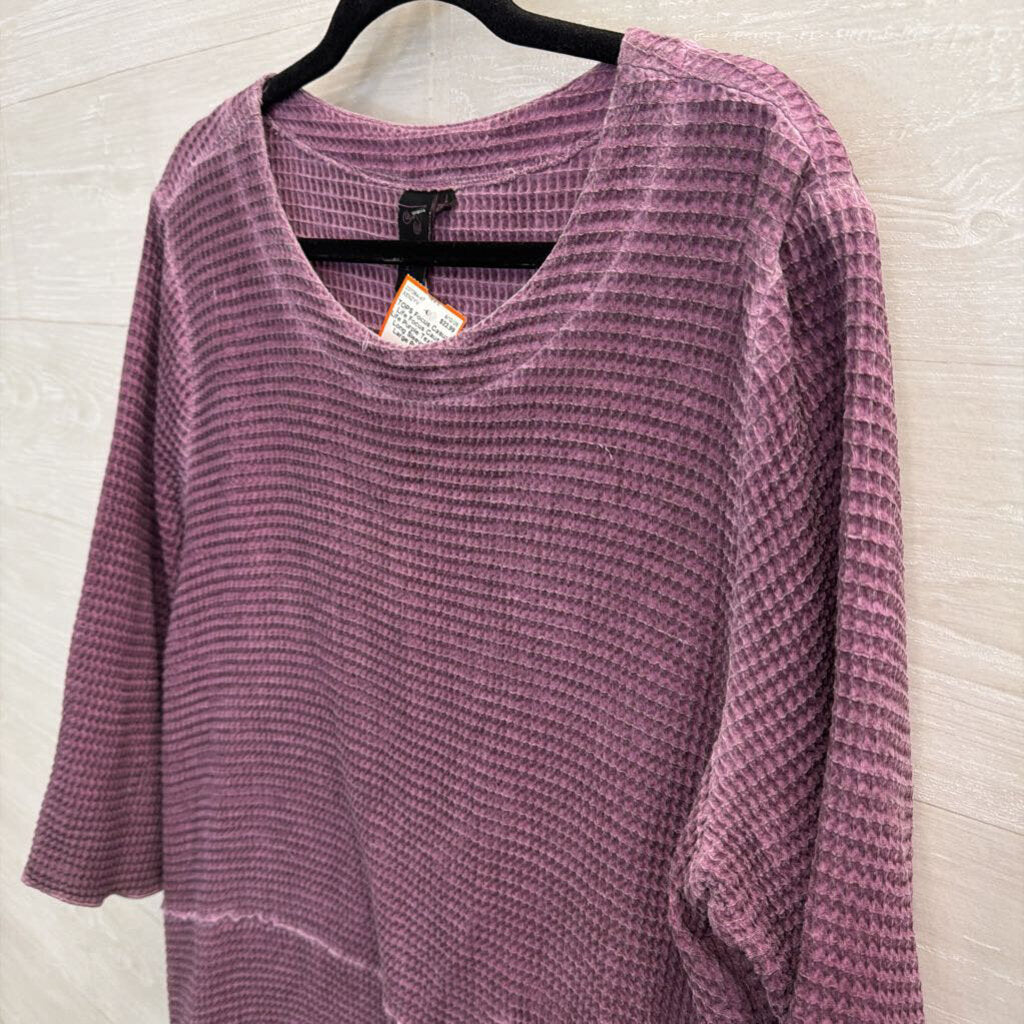 Focus Causal Life Purple Textured Long Sleeve Top Large