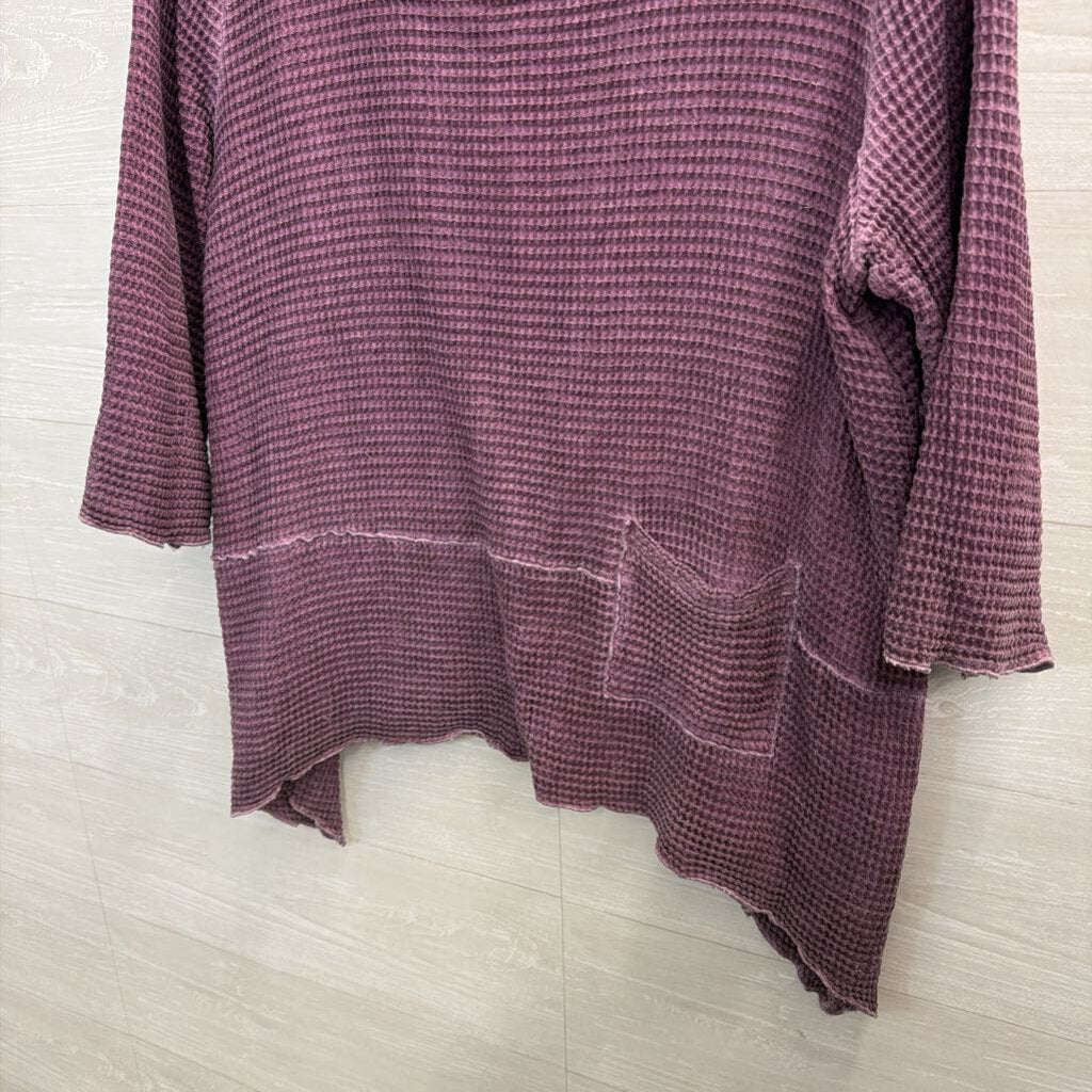 Focus Causal Life Purple Textured Long Sleeve Top Large