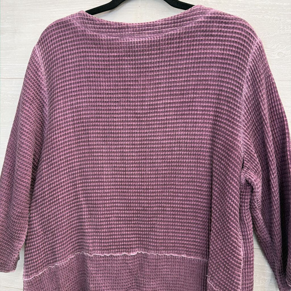 Focus Causal Life Purple Textured Long Sleeve Top Large
