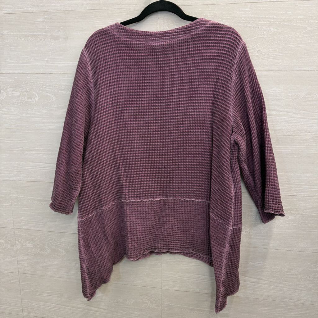 Focus Causal Life Purple Textured Long Sleeve Top Large