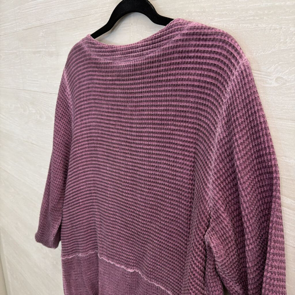 Focus Causal Life Purple Textured Long Sleeve Top Large