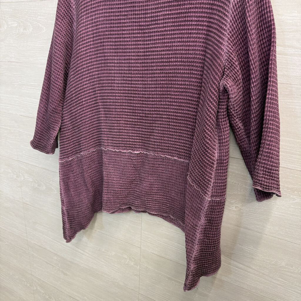 Focus Causal Life Purple Textured Long Sleeve Top Large