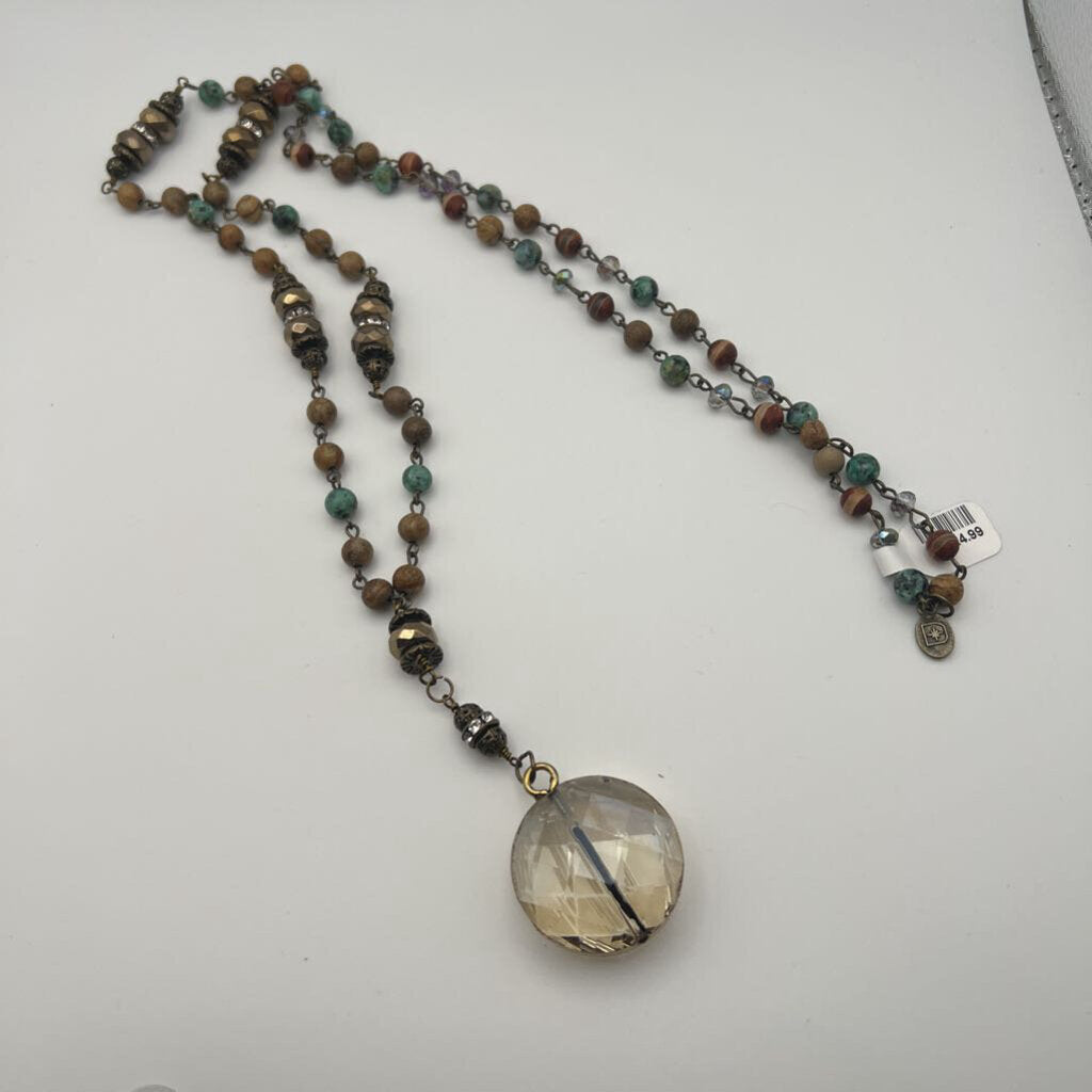 Brown/ Multi Beaded Long Necklace