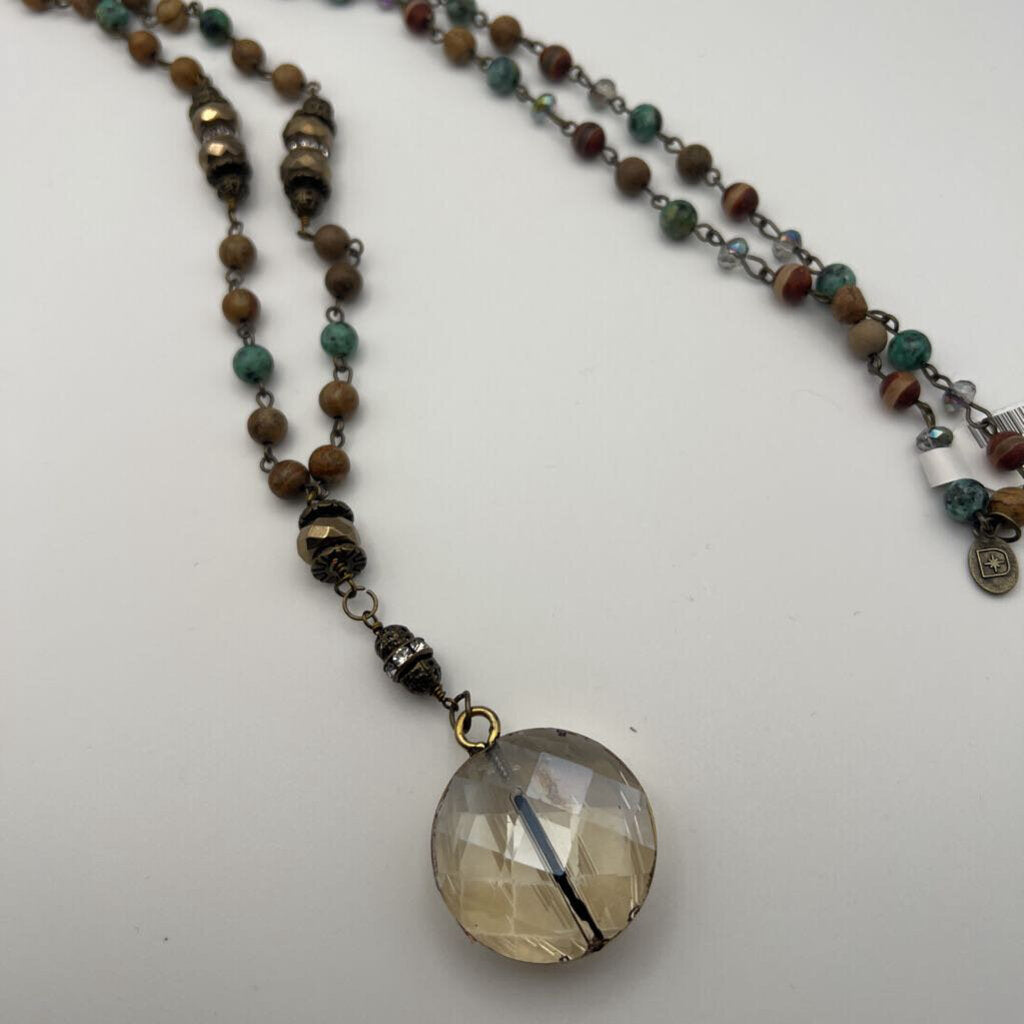 Brown/ Multi Beaded Long Necklace