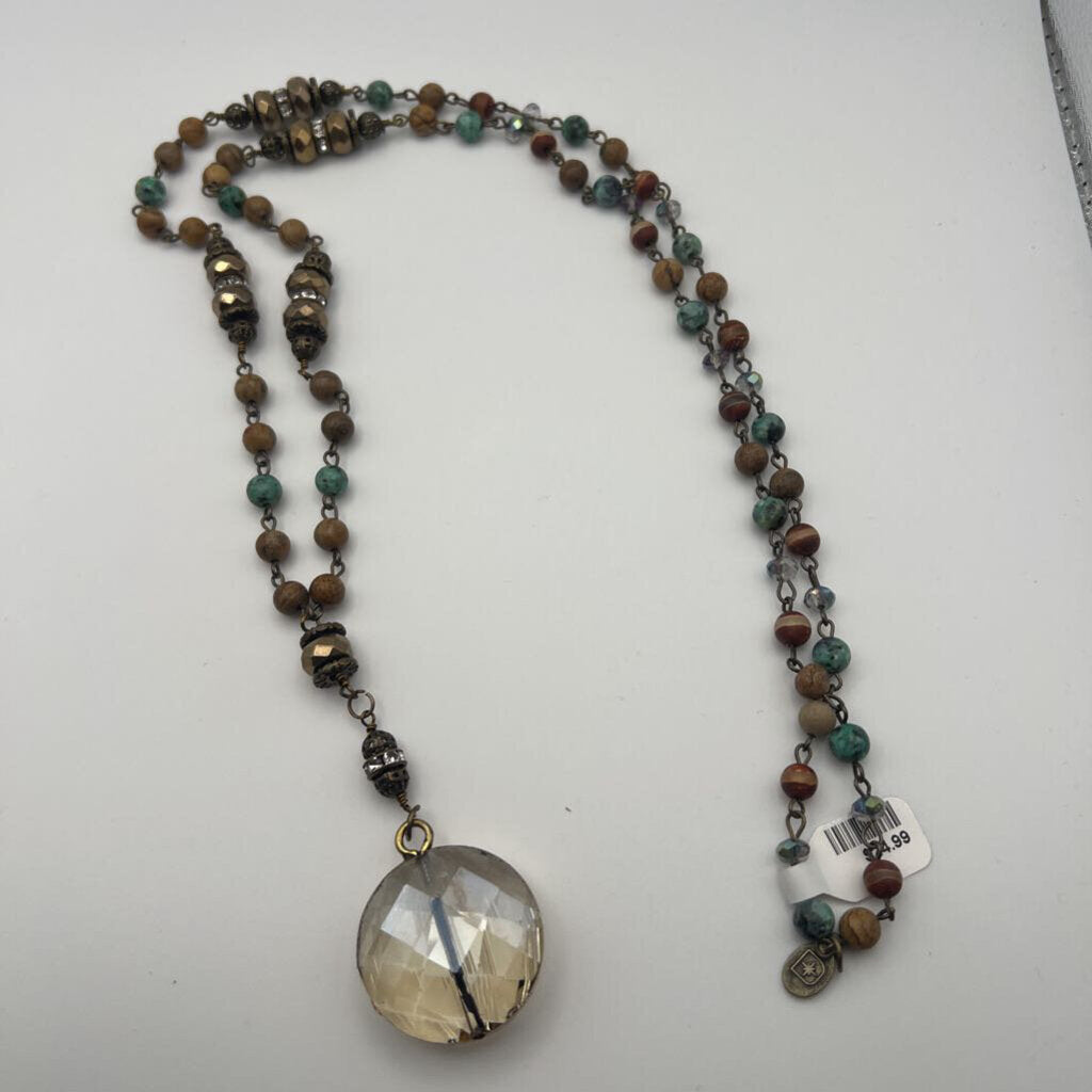 Brown/ Multi Beaded Long Necklace